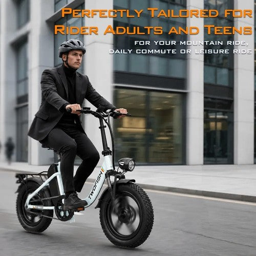 TWOFISH TF05 Folding Electric Bike 250W 48V 13Ah 16in Fat Tyre Adult E-Bike UK