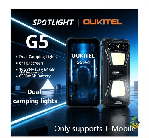 Rugged Smartphone 16GB 256GB 6300mAh 6in HD 13MP IP68 Waterproof Camping Light