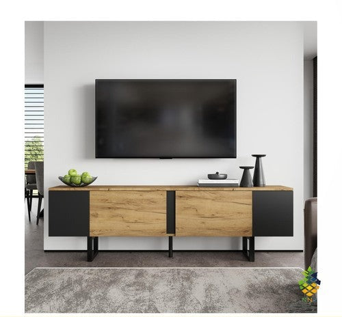180cm TV Cabinet TV Stand 2 Cabinets Open Storage for TVs up to 75in 180x40x55cm