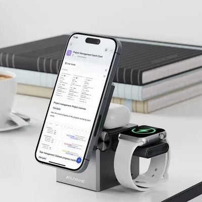 NIUYANE 3-in-1 Wireless Charging Station 15W Fast Charger iPhone Watch AirPods
