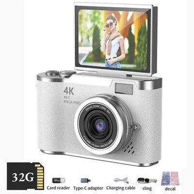 AMORUS 4K Digital Camera 48MP HD CCD Student Camera Anti Shake 180 Flip - Gift