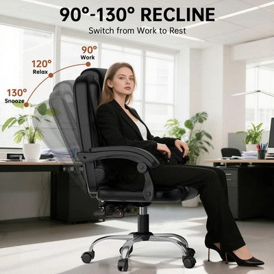 GartistGO Executive Office Chair High Back Desk Ergonomic Recliner Gray Black