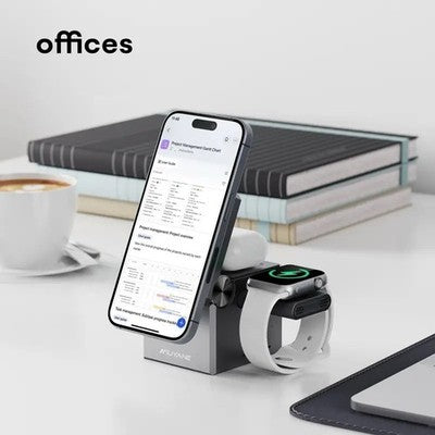 NIUYANE 3-in-1 Wireless Charging Station 15W Fast Charger iPhone Watch AirPods