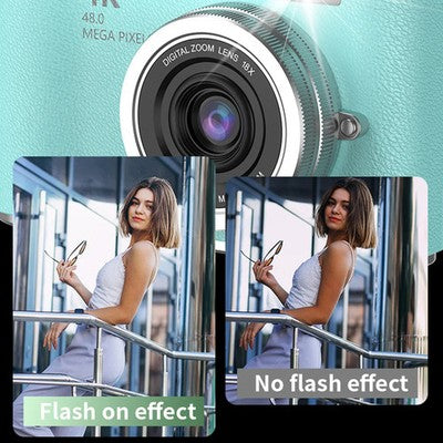 AMORUS 4K Digital Camera 48MP HD CCD Student Camera Anti Shake 180 Flip - Gift