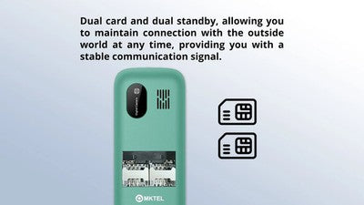 MKTEL M2023 Classic Feature Phone 1.77inch Display Dual SIM FM Radio Flashlight