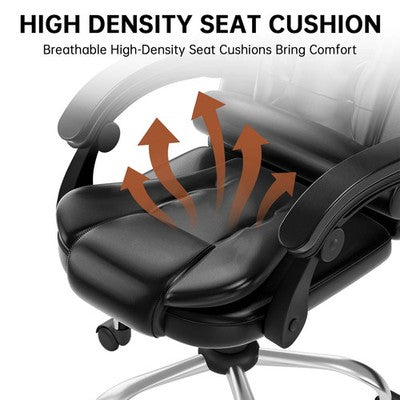 GartistGO Executive Office Chair High Back Desk Ergonomic Recliner Gray Black