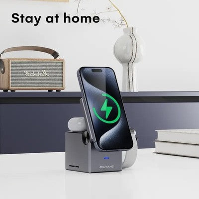 NIUYANE 3-in-1 Wireless Charging Station 15W Fast Charger iPhone Watch AirPods