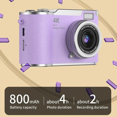 AMORUS 4K Digital Camera 48MP HD CCD Student Camera Anti Shake 180 Flip - Gift