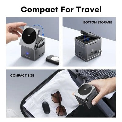 NIUYANE 3-in-1 Wireless Charging Station 15W Fast Charger iPhone Watch AirPods