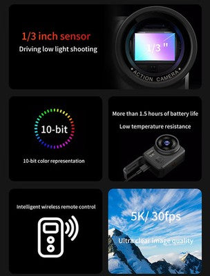 Cerastes V10 5K Action Camera Electronic Image Stabilization 2inch Touch LCD 4K
