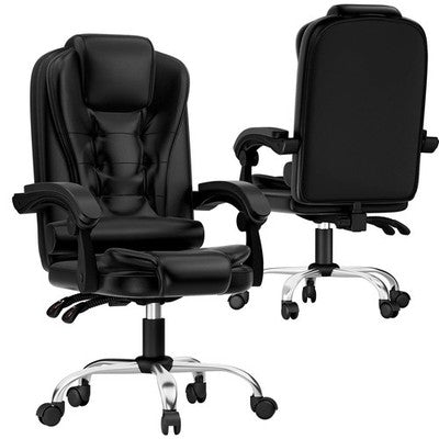 GartistGO Executive Office Chair High Back Desk Ergonomic Recliner Gray Black