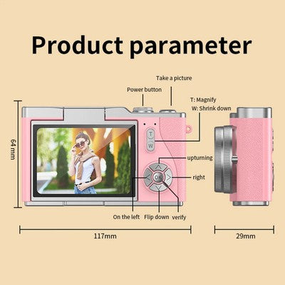 AMORUS 4K Digital Camera 48MP HD CCD Student Camera Anti Shake 180 Flip - Gift