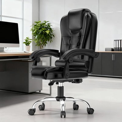 GartistGO Executive Office Chair High Back Desk Ergonomic Recliner Gray Black