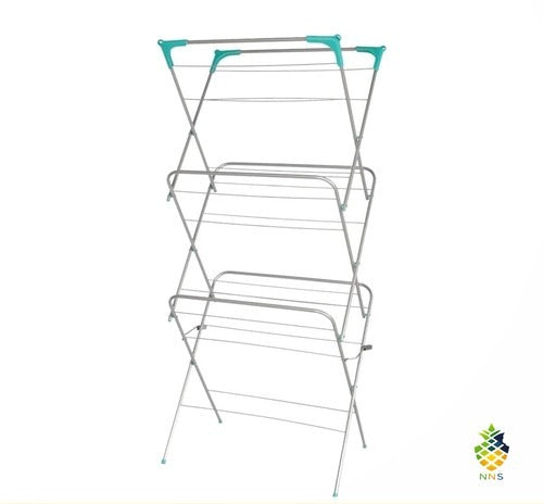 Clothes Airer Foldable Alloy Steel 15m 15kg Corner Hooks Sock Dryer Grey UK
