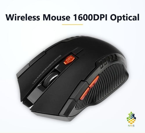 2.4G Wireless Black Mouse 1600DPI Optical 6-Button Gaming PC Plug & Play UK