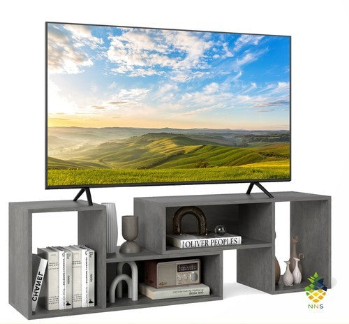 2-Piece Console TV Stand Modern Minimalist Entertainment Centre Grey Living Room