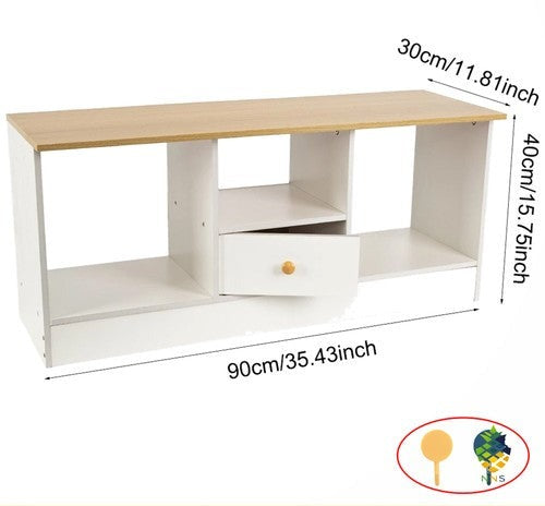 3-Door Floor Standing TV Stand Solid Wood Media Console 2 Drawers Open Shelf UK