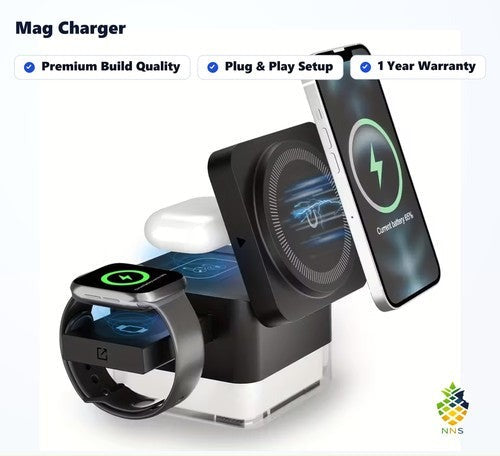 3-in-1 Wireless Charging Station Fast Charger iPhone Watch AirPods Night Light