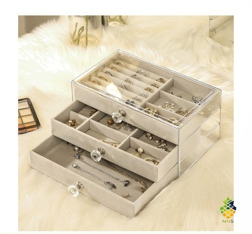 3-Layer Jewellery Organiser Box Earrings Rings Necklaces Watches 22x13x10cm UK
