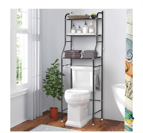 3-Tier Over-Toilet Storage Unit Bathroom Shelf Organiser Space-Saving Stand UK