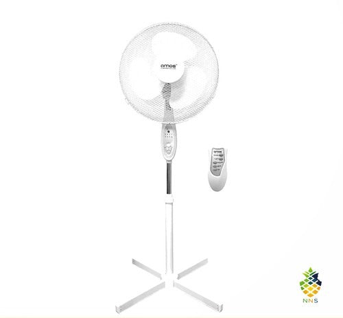 16in Pedestal Fan Remote Control Oscillating Adjustable Height Timer White UK