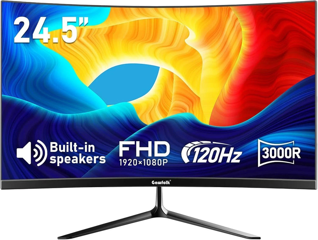 Gawfolk 24.5" Curved FHD Gaming Monitor 120Hz 1ms UK
