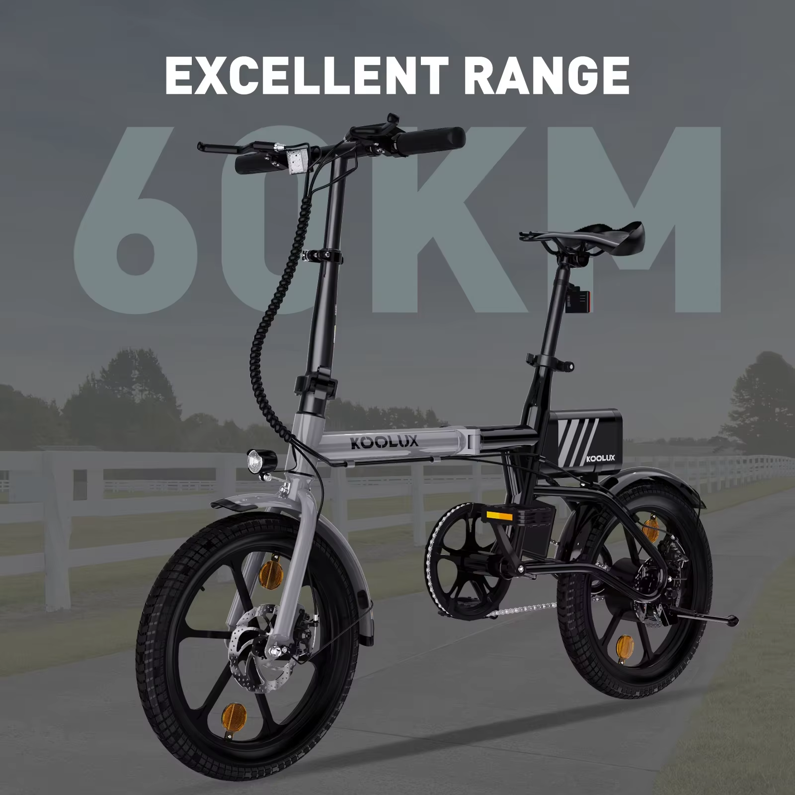 KOOLUX X1 Folding Electric Bike 250W 36V 16" E-Bike Commuter 30Km Range UK Legal