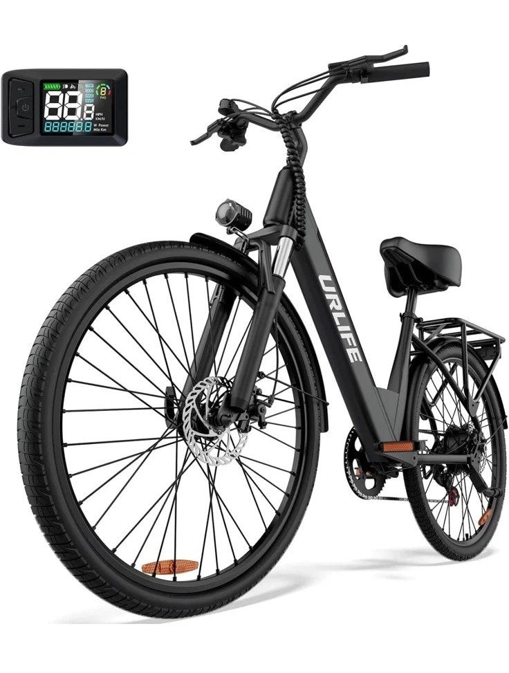 URLIFE E26 Electric Bike 250W 36V 13Ah 26" E-Bike 80km Range Shimano 7 Speed UK