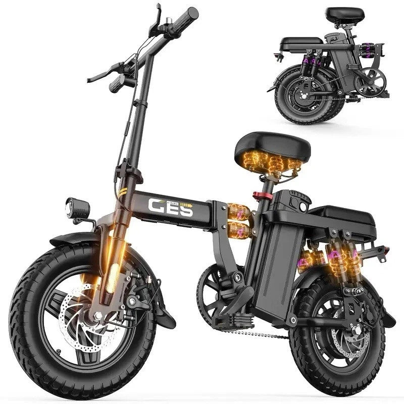 GE5 Foldable City Electric Bike 250W 36V E-Bike Dual Suspension 60KM 25kmh 3Mode
