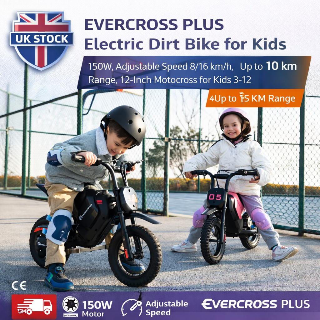 EVERCROSS PLUS EV05M Kids Fast Electric Dirt Bike 150W 12” 2-Speed 8/16km/h Gift