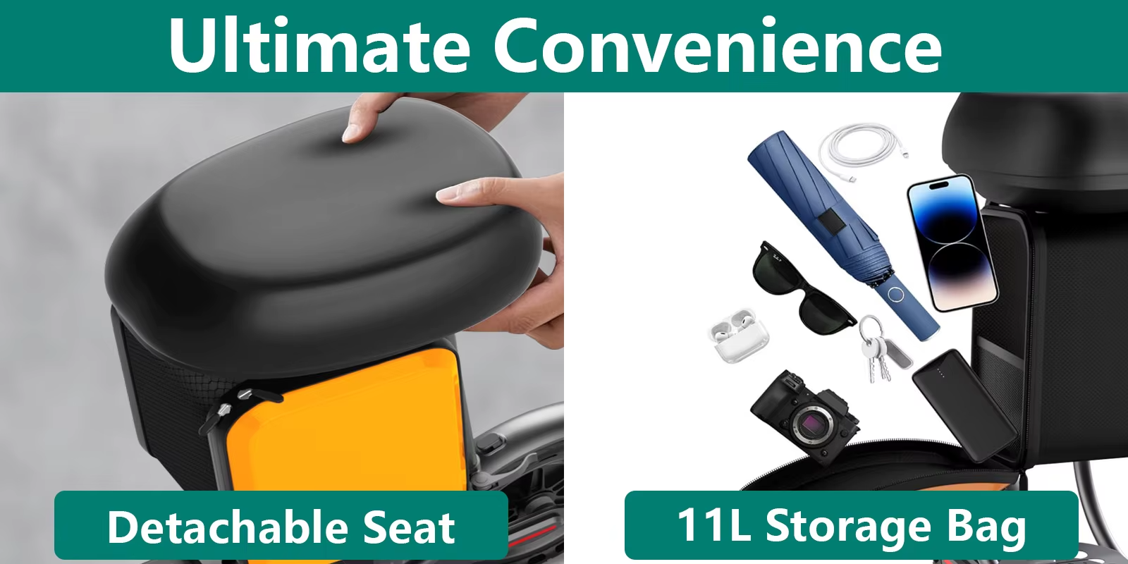AOVOPRO Adult Electric Scooter Seat & Storage 350W 25km/h Foldable Suspension UK