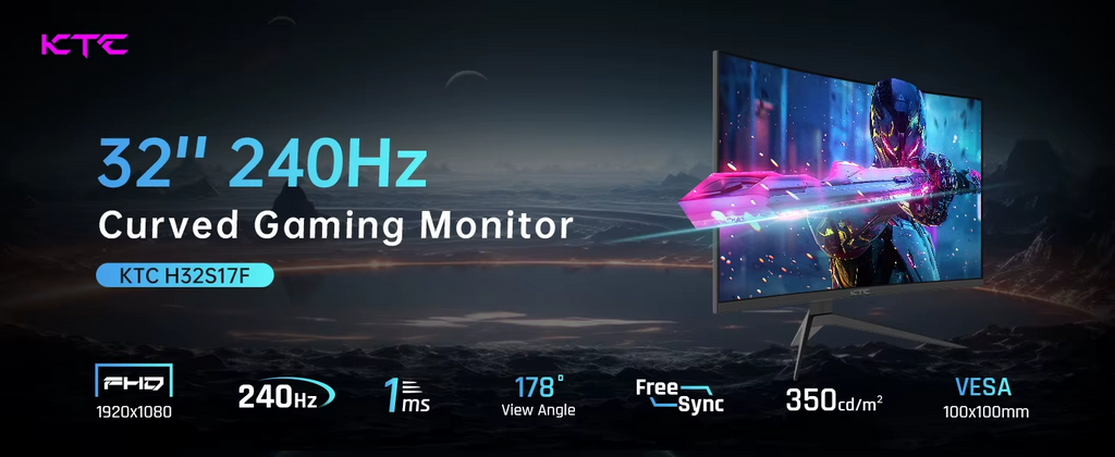 KTC 32" Curved FHD Gaming Monitor 240Hz UK