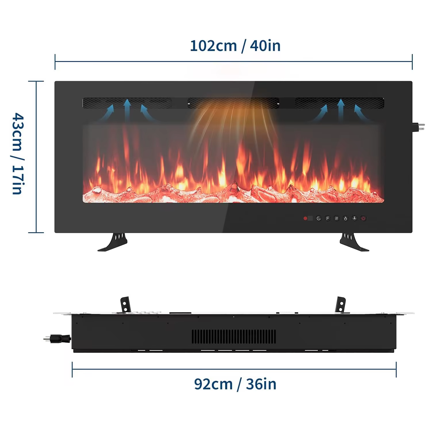 Modern Electric Fireplace TV Stand LED Flames Remote Storage Console 60" UK