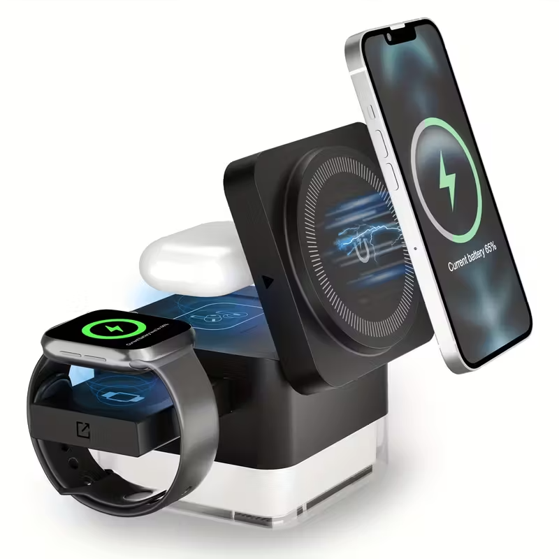 3-in-1 Wireless Charging Station Fast Charger iPhone Watch AirPods Night Light