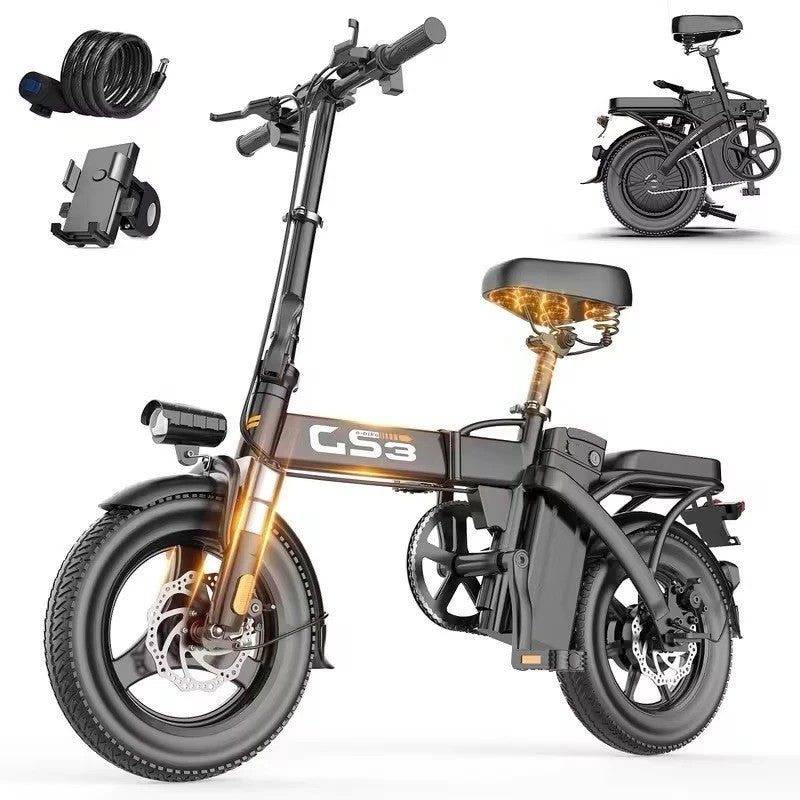 GS3 14" Folding Electric Bike 250W 48V 15Ah Suspension E-Bike LED Display UK