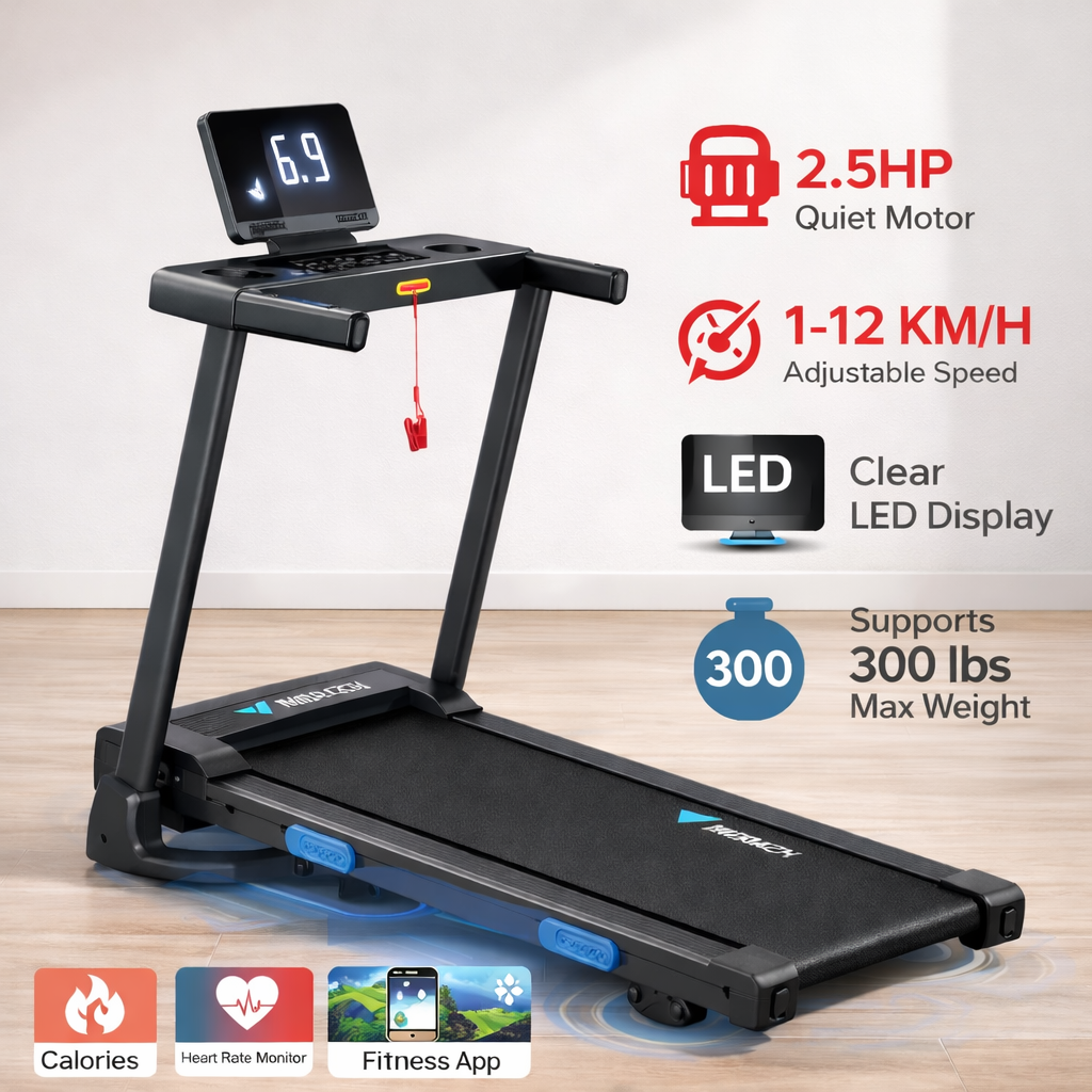 MERACH Walking Pad Treadmill 12km/h Foldable Incline App LED Display Home Gym UK