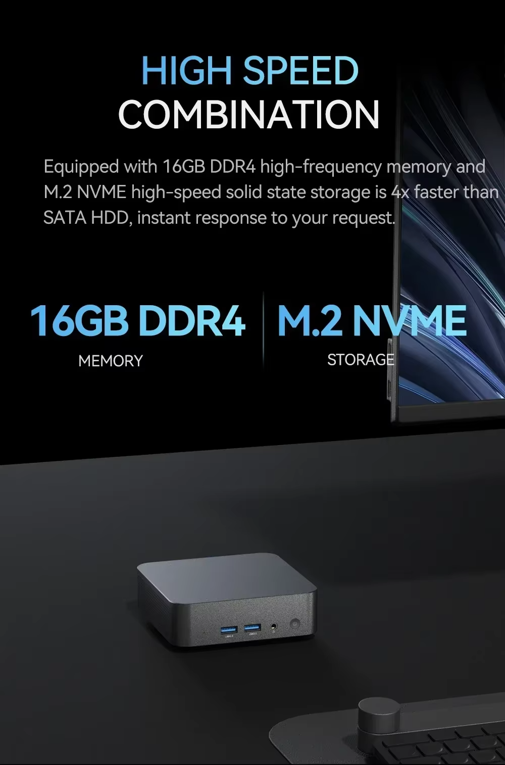 Fast Work Mini PC Intel i3 16GB RAM 1TB SSD Win11 Pro Triple 4K WiFi6 BT5 HDMI