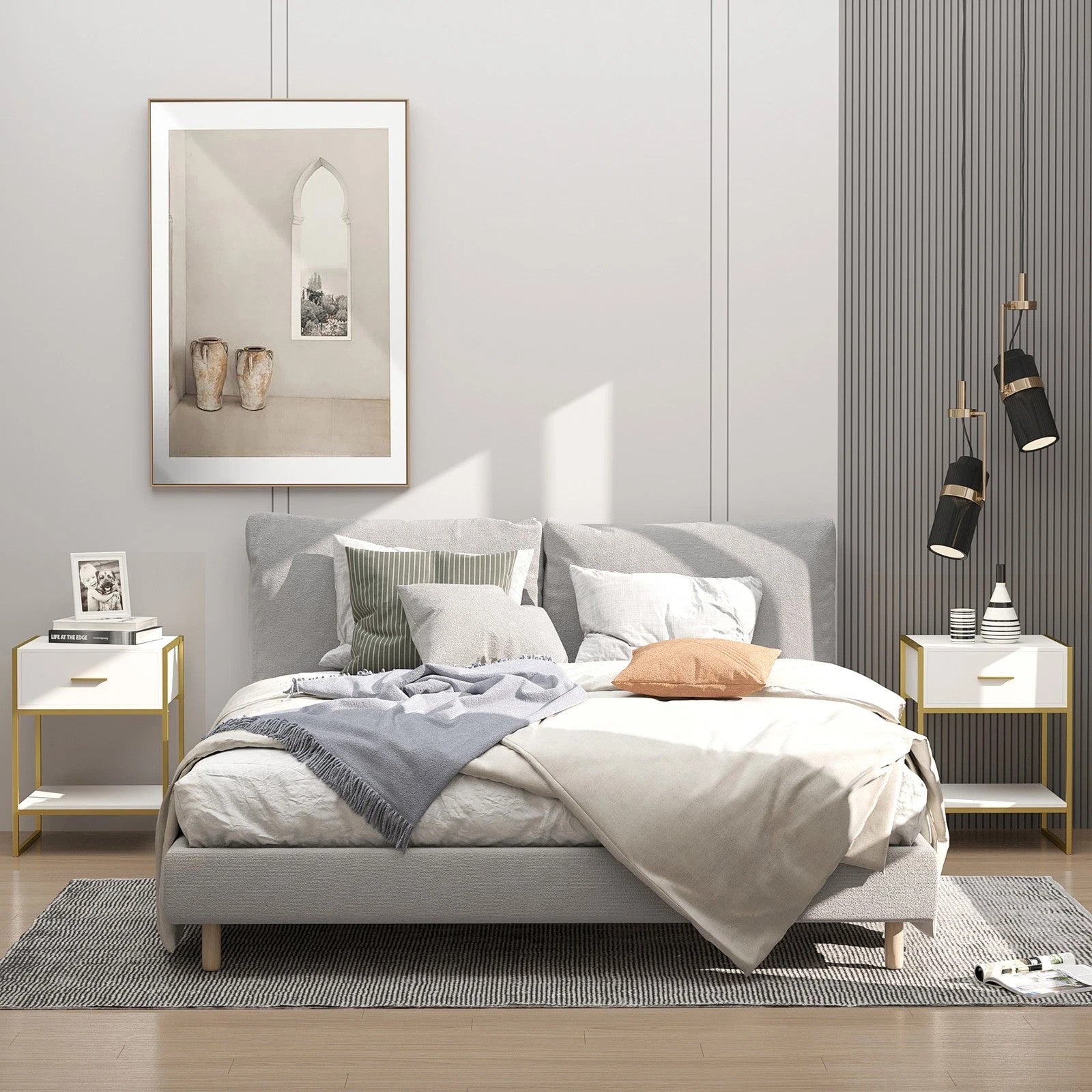HOMCOM Bedside Tables Set of 2 Nightstand Gold Modern UK