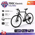 28" Electric City Bike 250W 36V Belt Drive Urban E-Bike 60km Range Lightweight