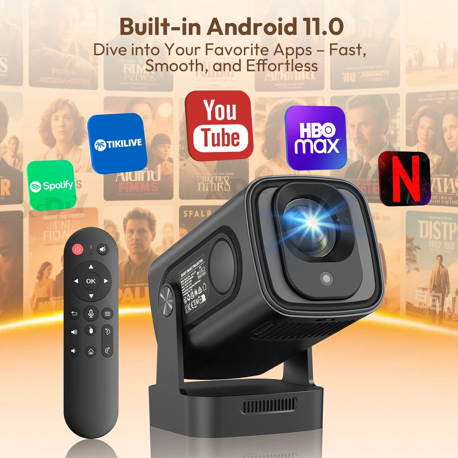 XGODY Gimbal 5 Pro 4K Projector WiFi Android Home Cinema UK