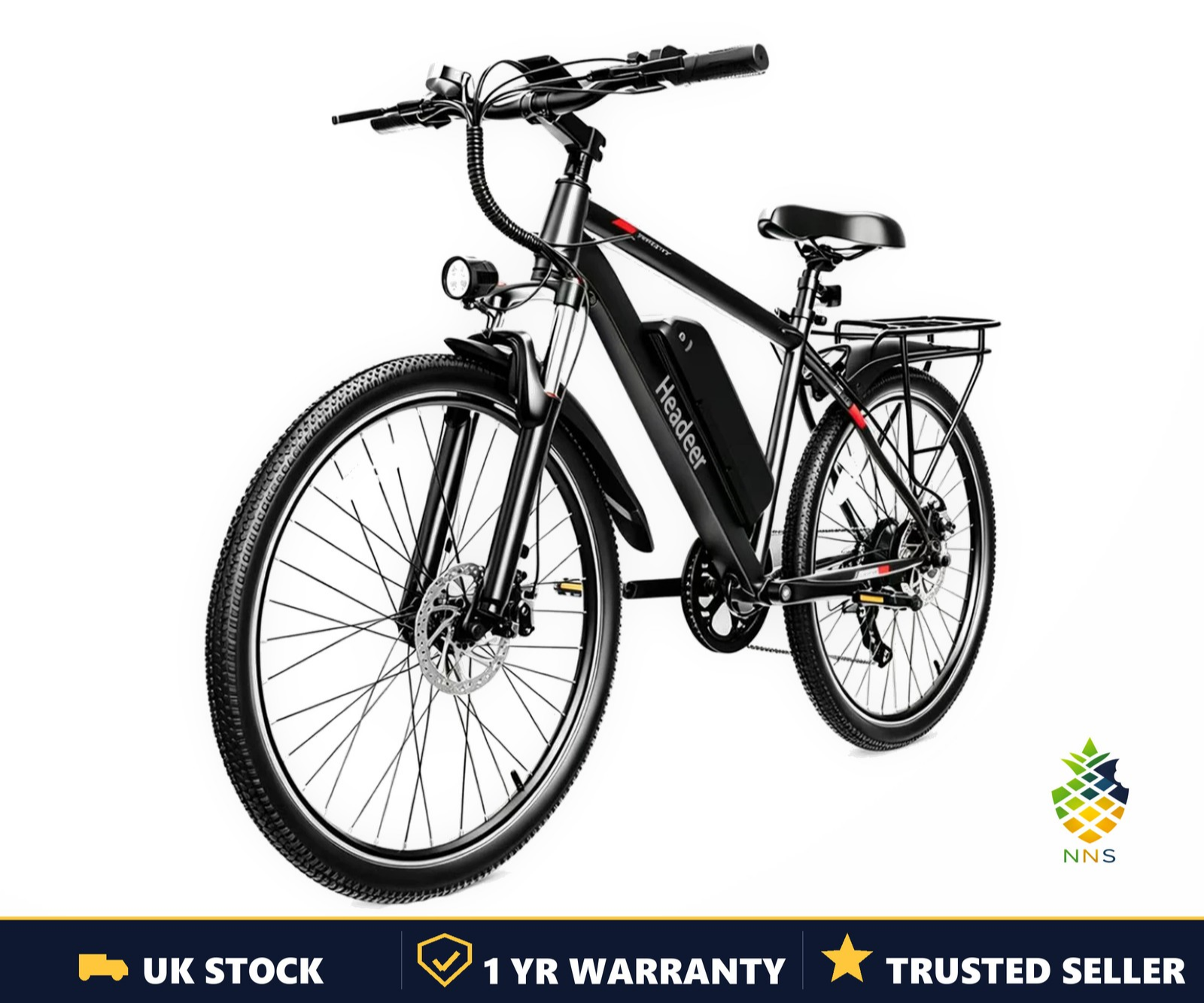 HEADEER BK1350 Electric Bike 250W 48V 15Ah 26" City Commuter E-Bike Rear Rack