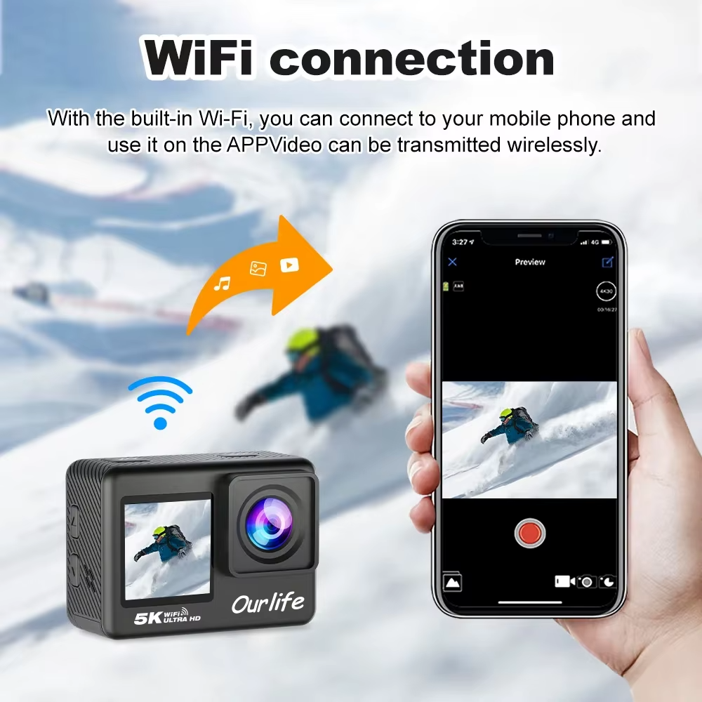 OURLIFE MTR60 PRO 5K Action Camera WiFi Touch Screen Waterproof UK
