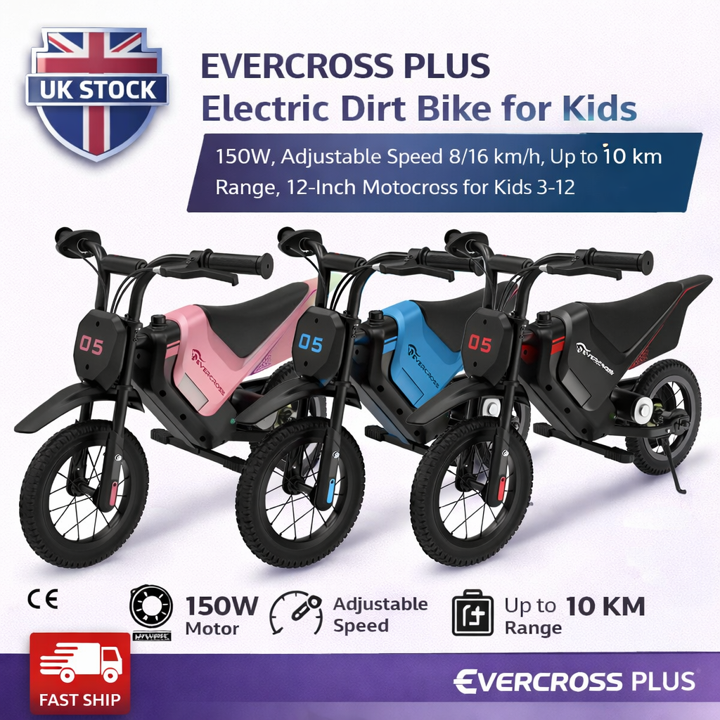 EVERCROSS PLUS EV05M Kids Fast Electric Dirt Bike 150W 12” 2-Speed 8/16km/h Gift