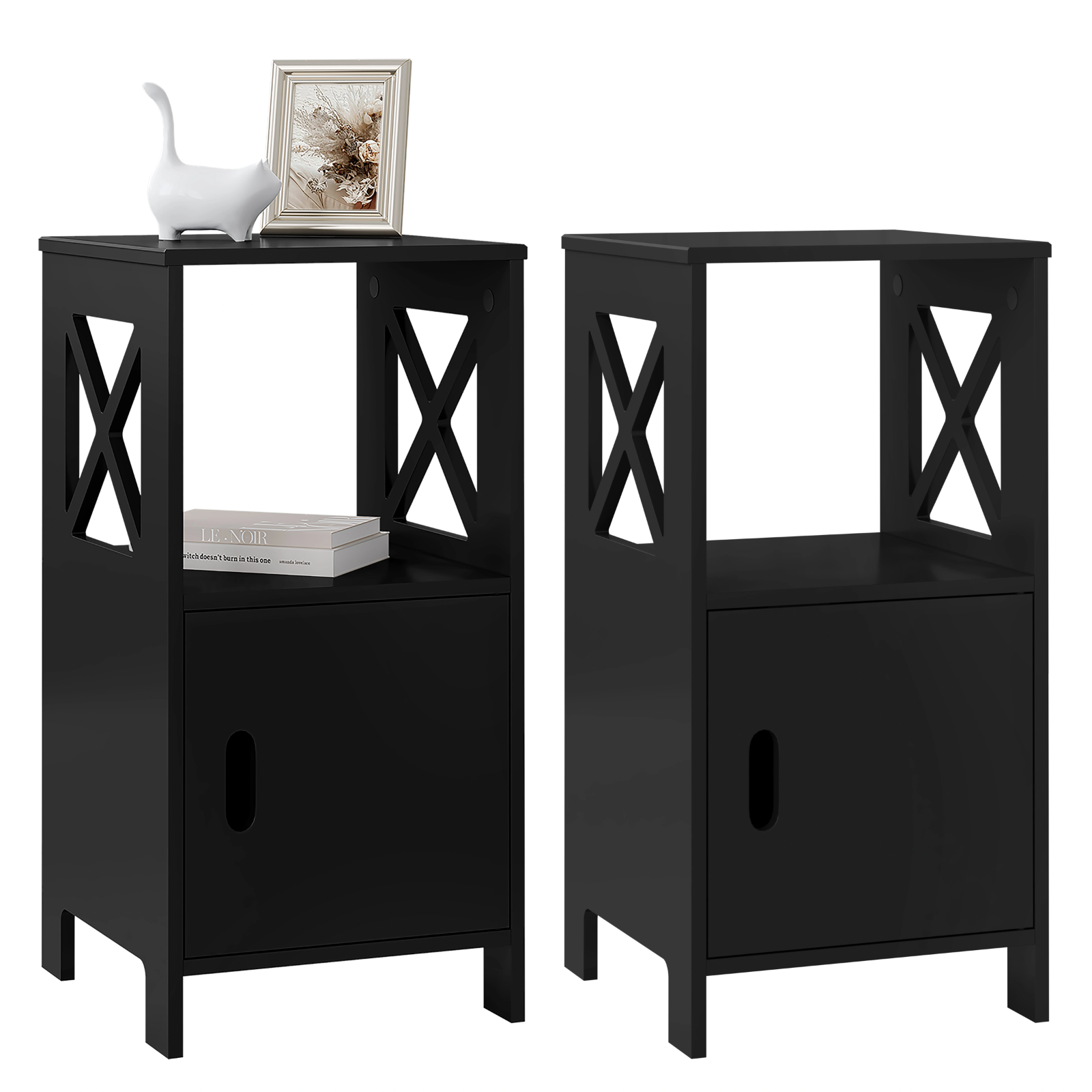 Bedside Tables Set of 2 Nightstand White Modern UK