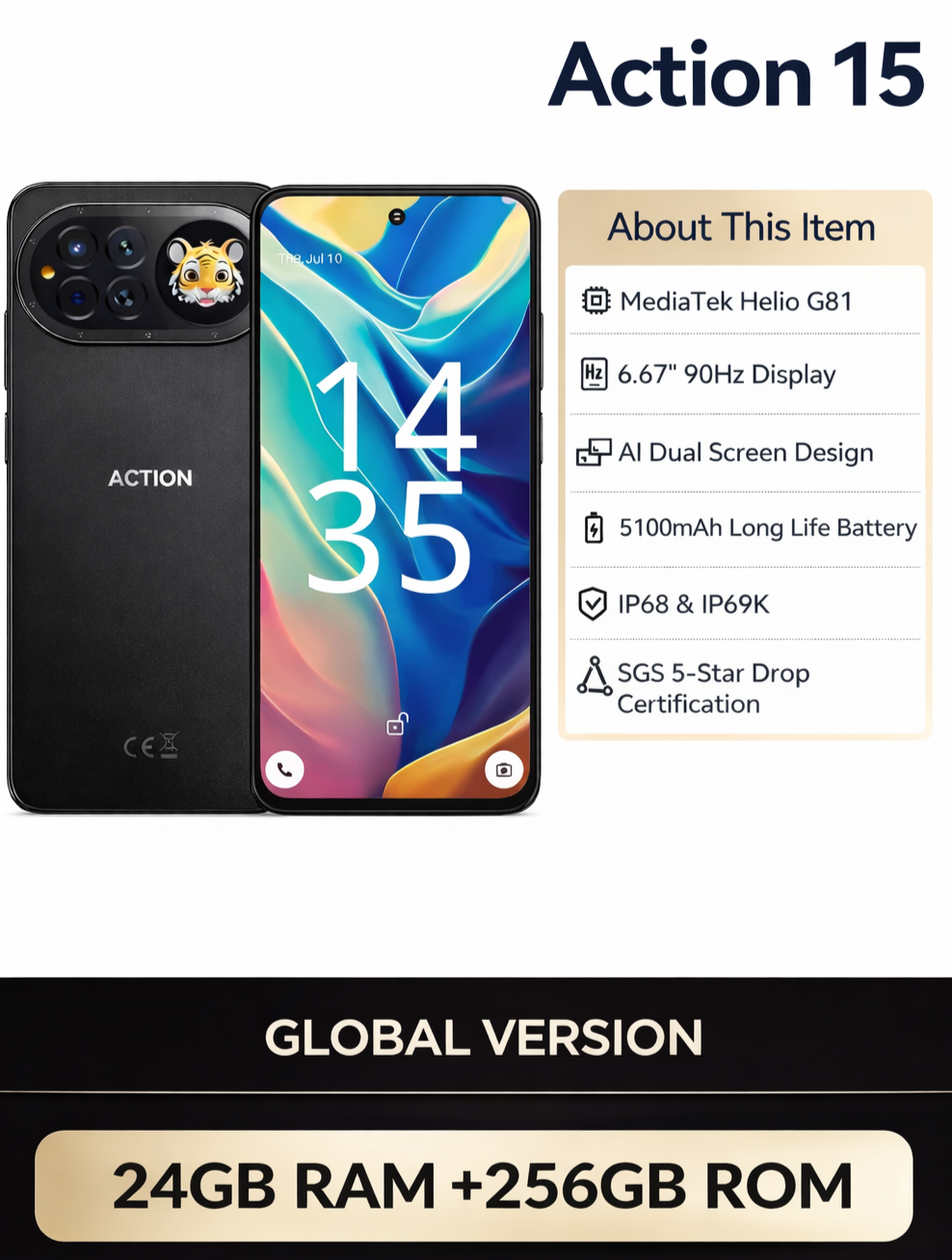 IIIF150 Action Rugged Smartphone 24GB 256GB Android 15 Dual Screen IP68 UK