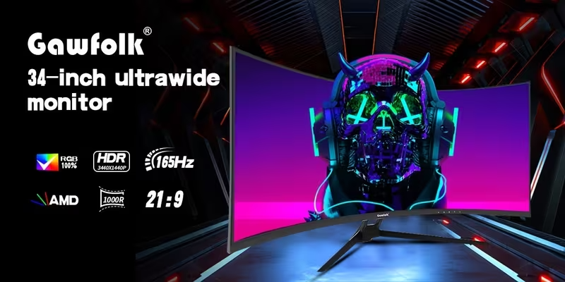 Gawfolk 34" Curved Gaming Monitor 165Hz 1ms UK