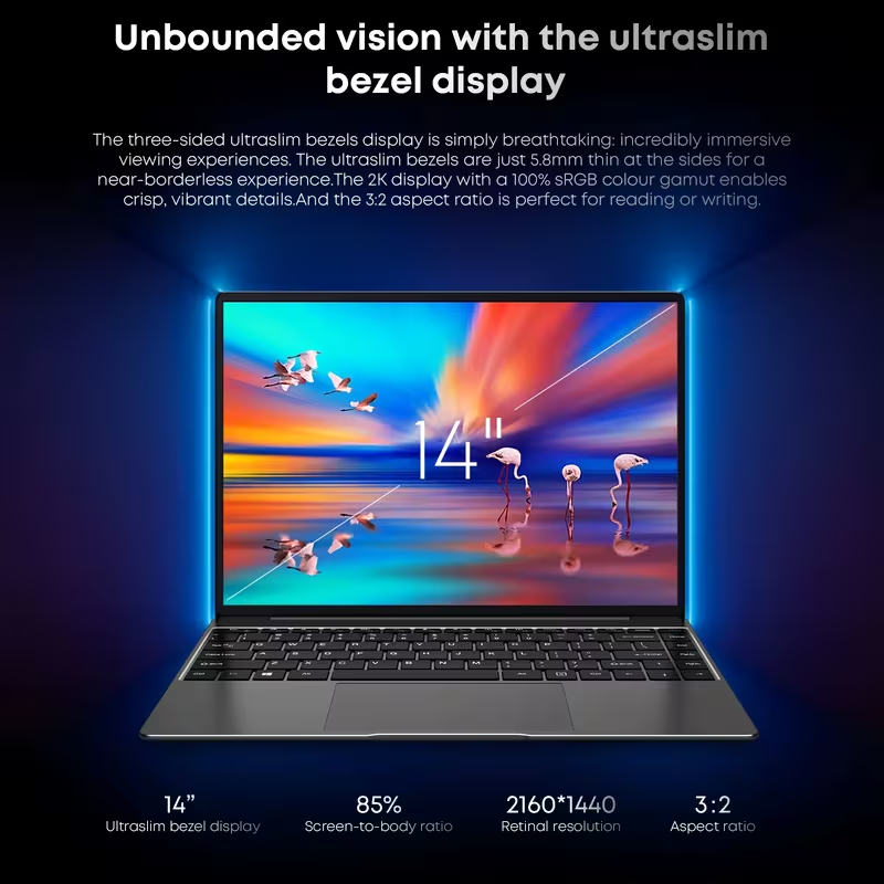 CHUWI CoreBook X 14” Laptop Ryzen 5 7430U Fast Charge 16GB 512GB 2K IPS Win11 UK