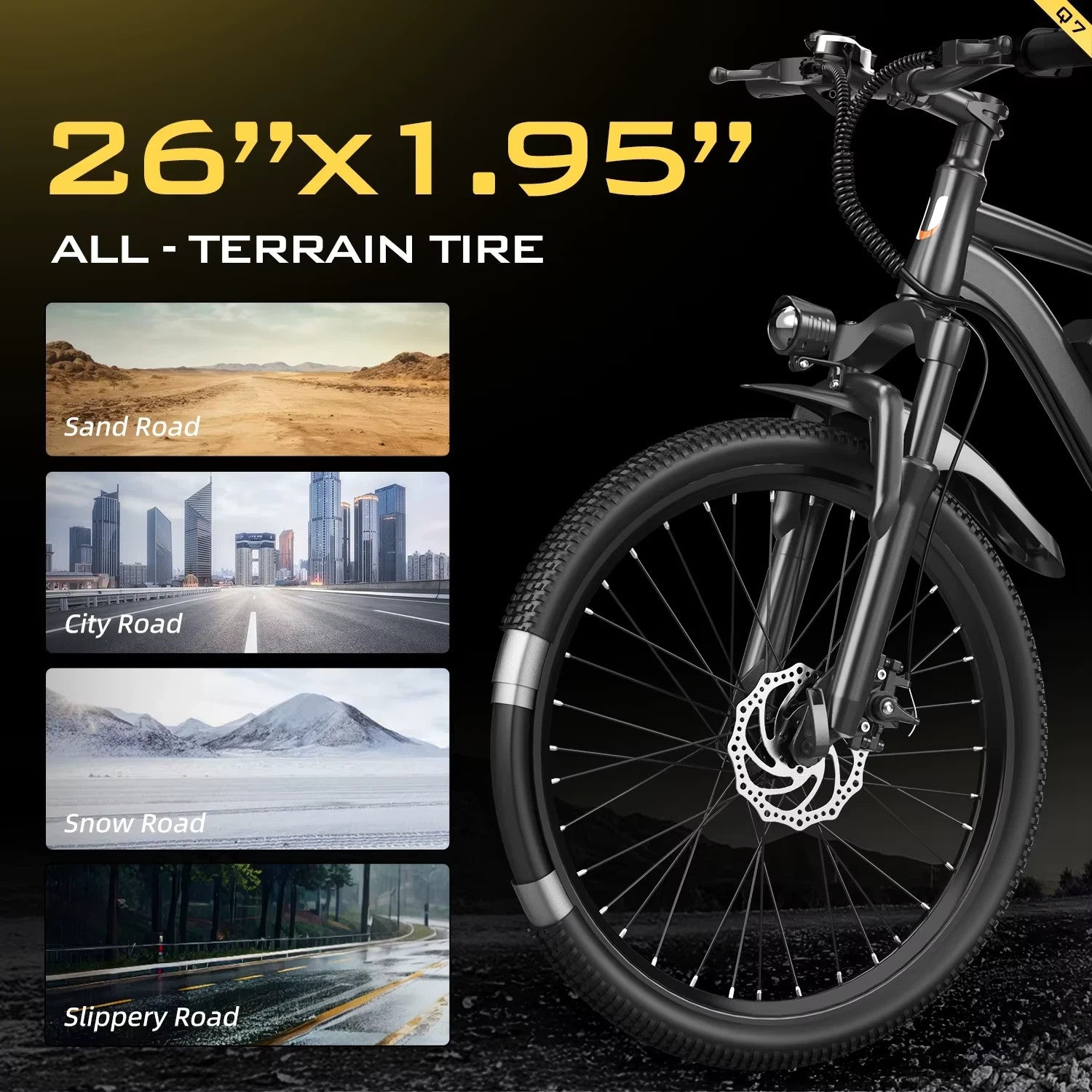 Unibike Q7 Electric Bike 250W 26” Adult E-Bike 10Ah Battery All Terrain MTB UK