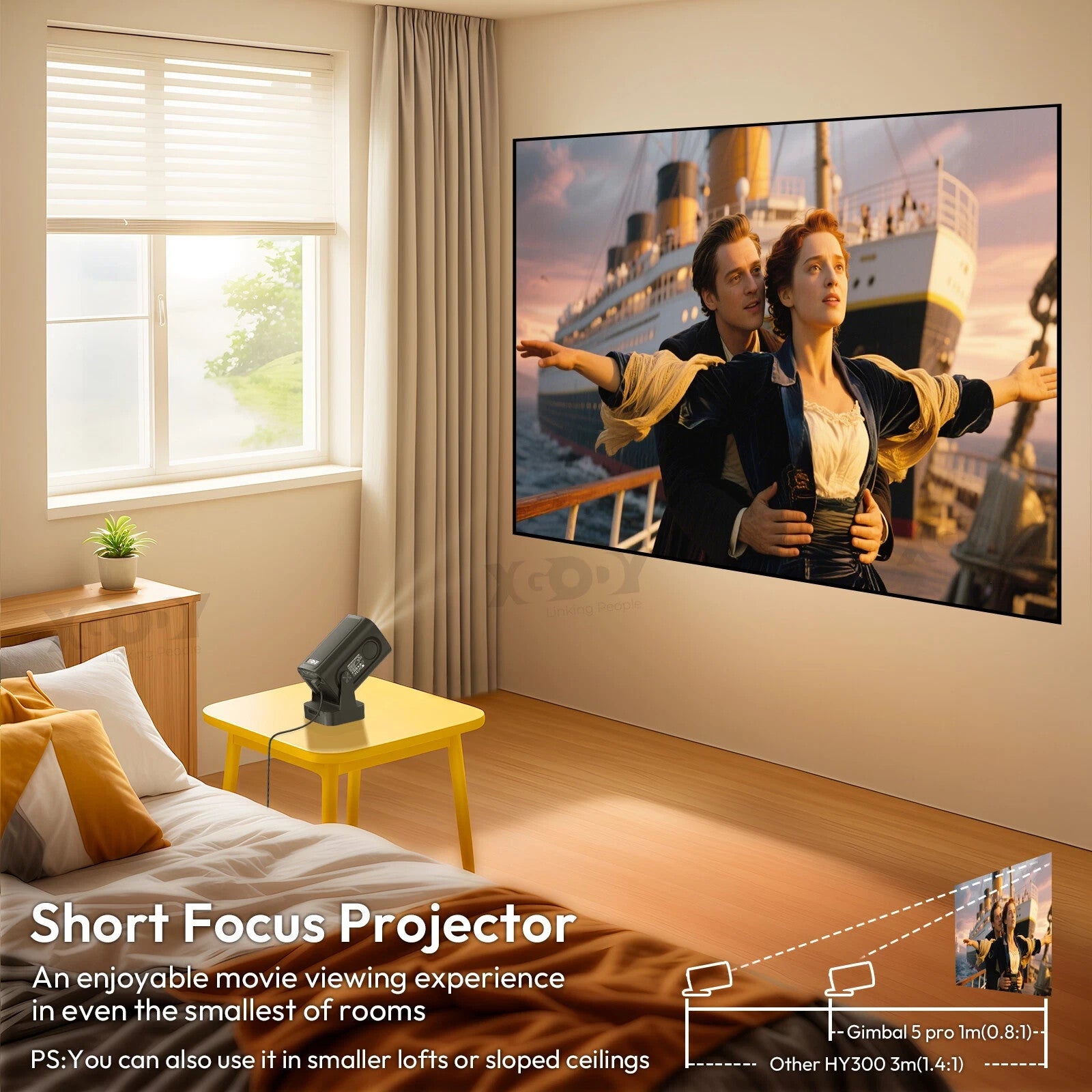 XGODY Gimbal 5 Pro 4K Projector WiFi Android Home Cinema UK