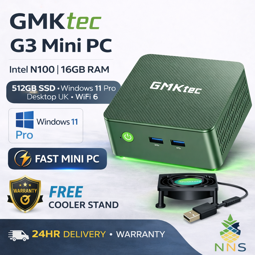 GMKtec G3 Fast Mini PC N100 16GB RAM 512GB SSD Windows 11 Pro Desktop UK WiFi 6